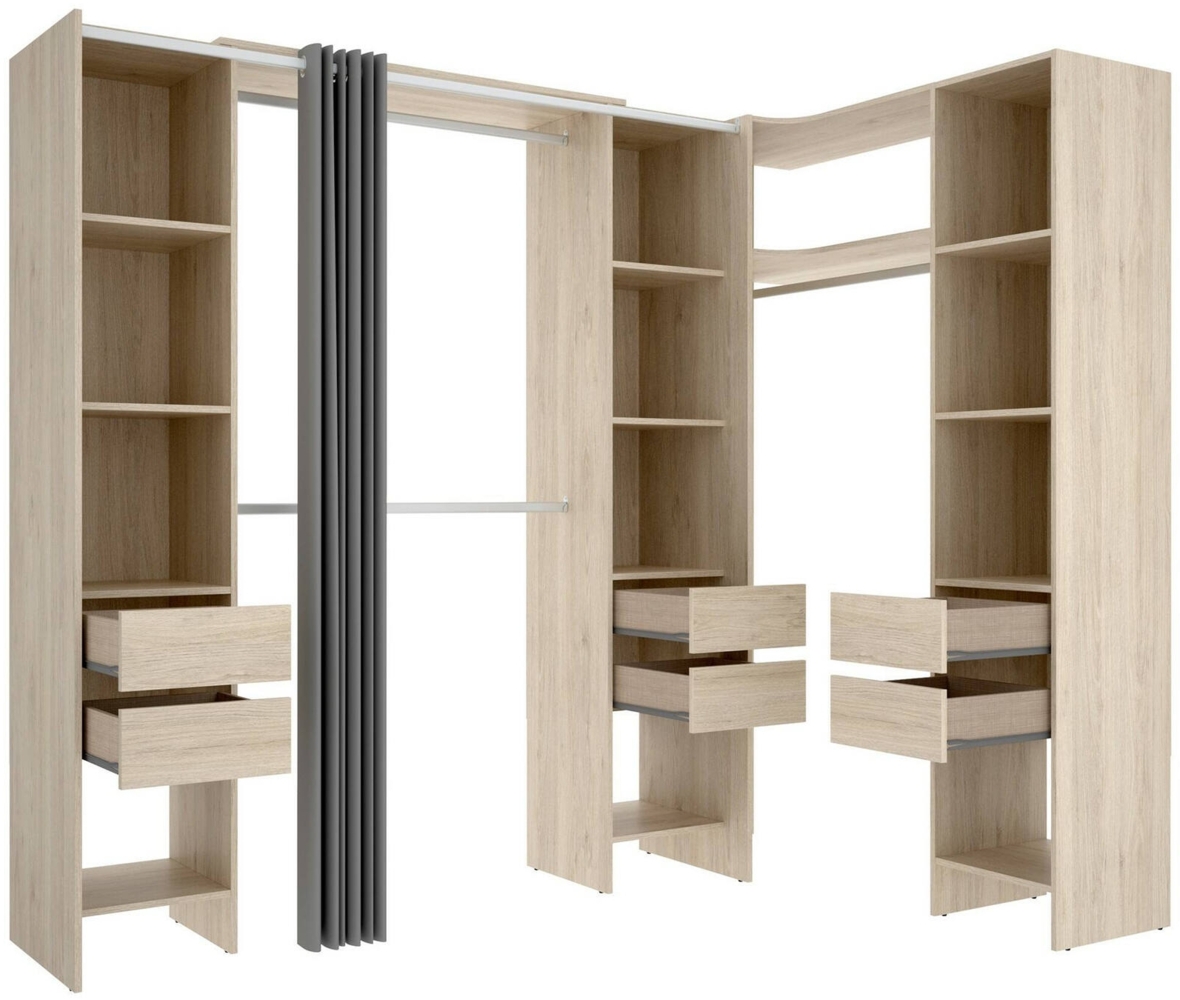 Dmora Großer Kleiderschrank Alanno, Schlafzimmermöbel, Schrank, Garderobe, 234x141 h205 cm, Eiche Bild 1