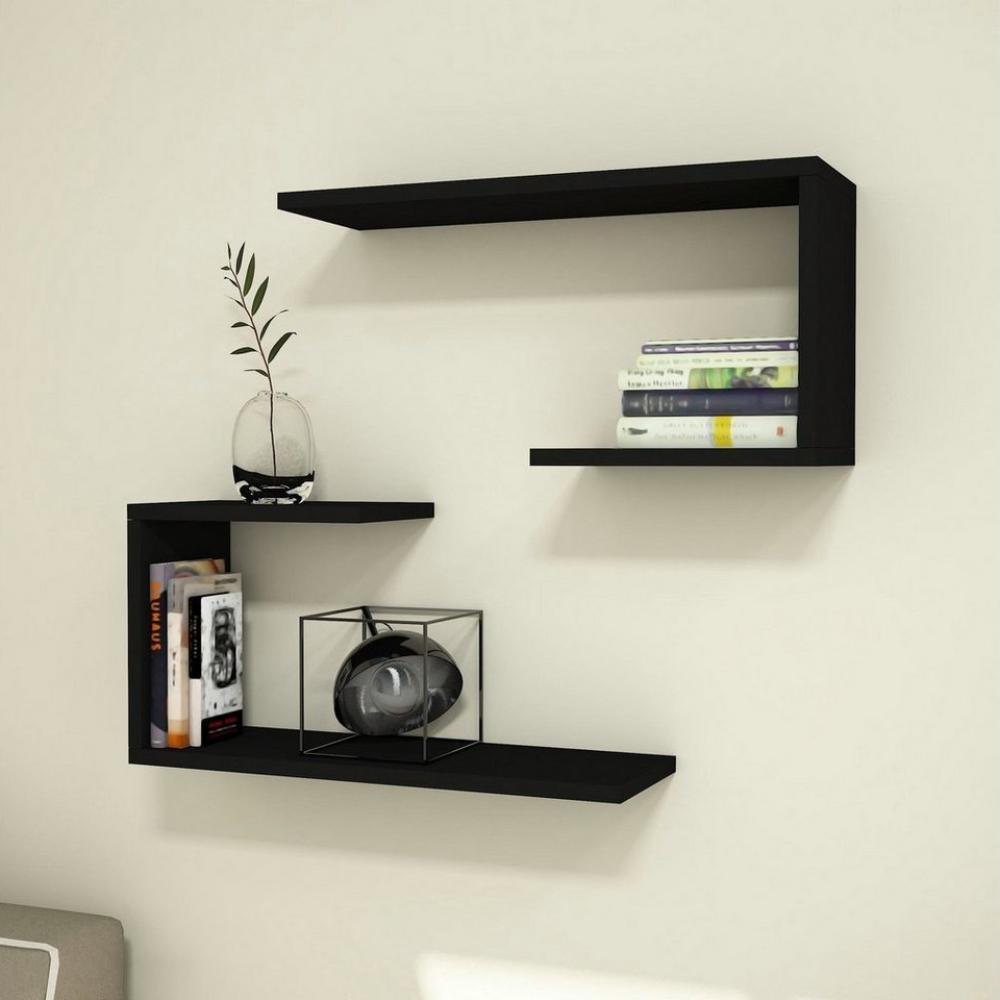 Wandregal-Set Årslev 2-tlg. 27 x 60 x 20 cm bis ca. 5 kg Schwarz [en. casa] Bild 1