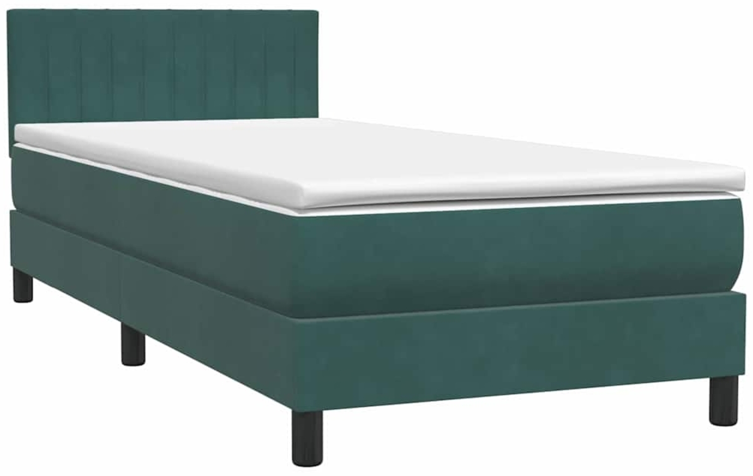 vidaXL Boxspringbett mit Matratze Dunkelgrün 90x220 cm Samt 3316434 Bild 1