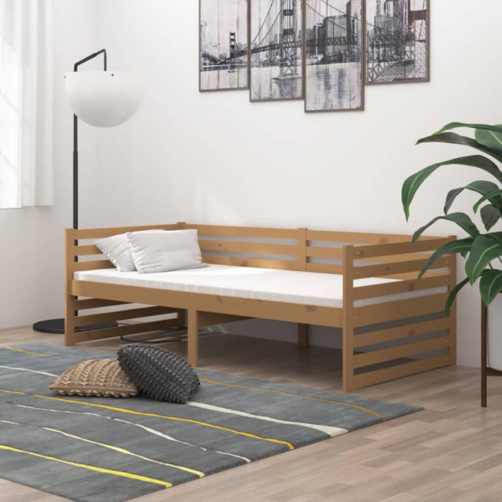 vidaXL Tagesbett mit Matratze 90x200 cm Honigbraun Massivholz Kiefer [3083632] Bild 1
