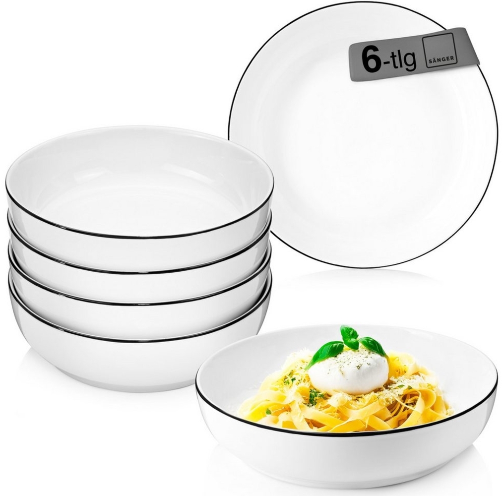 SÄNGER Porzellan Pastaschalen Marlo Black Rim 6-teilig für 6 Personen Bild 1