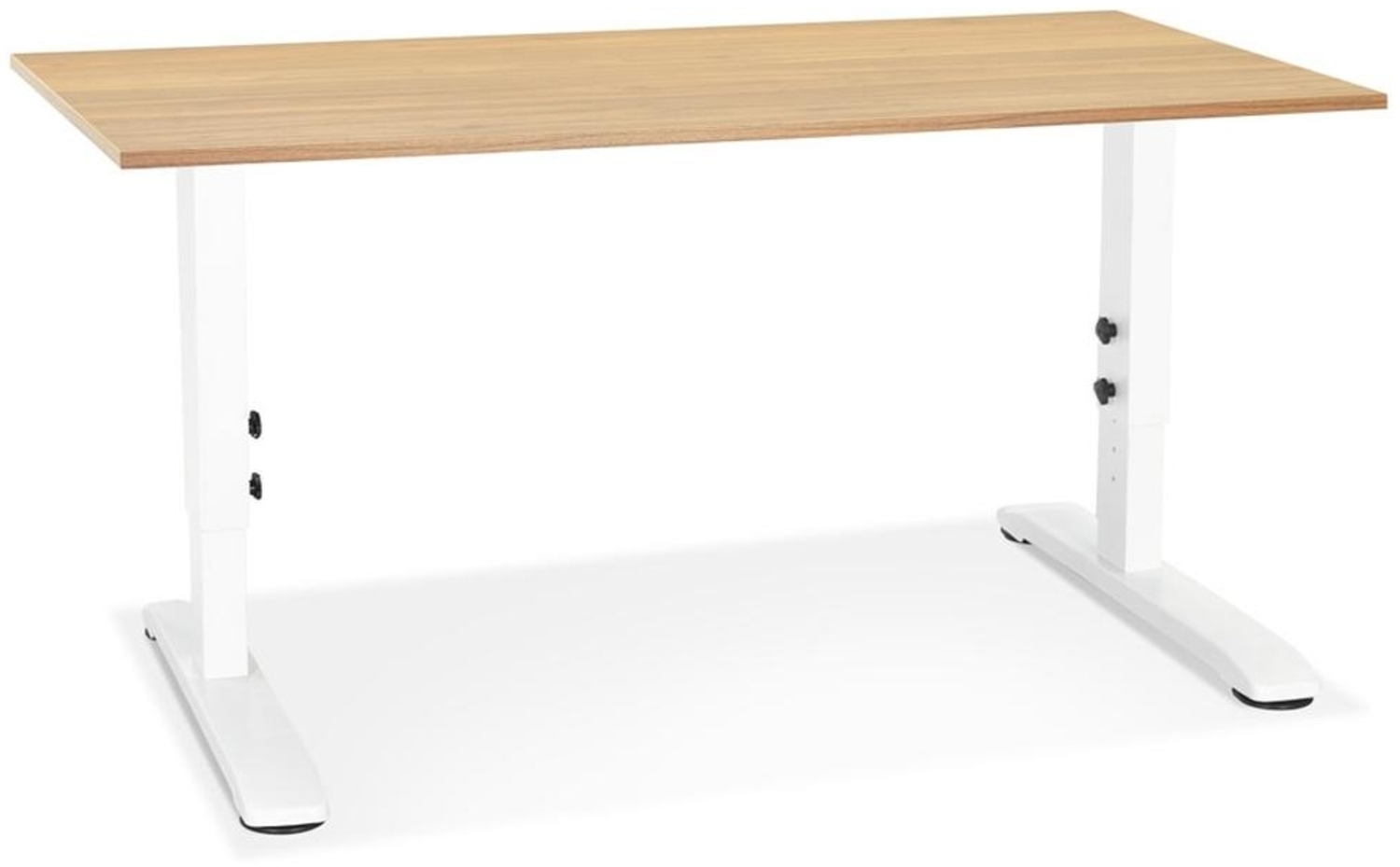 Kadima Design Höhenverstellbarer Bürotisch | 140x70 cm | Holz-Metall Platzsparend Design | Arbeitstisch Beige-Weiß Bild 1