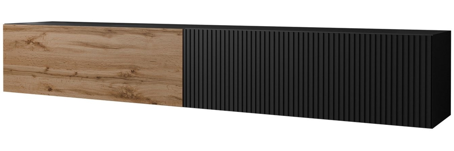 TV-Lowboard Cholon 200 (Farbe: Schwarz / Schwarz + Wotan Eiche) Bild 1