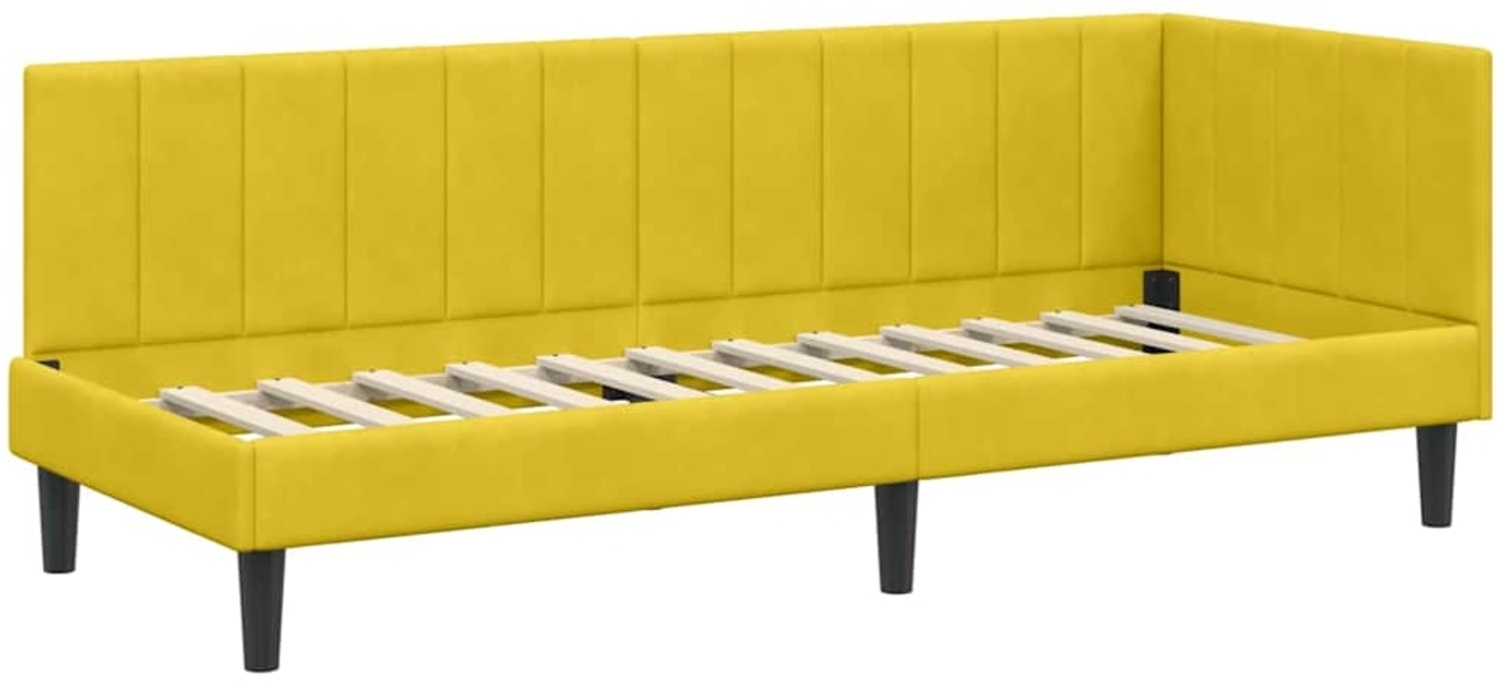 vidaXL Eckbettgestell mit Kopfteil Gelb 80 cm x 200 cm Stoff 42016334 Bild 1