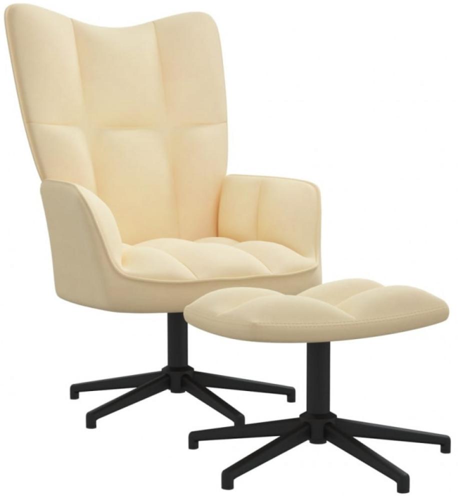 vidaXL Relaxsessel mit Hocker Cremeweiß Samt [328115] Bild 1