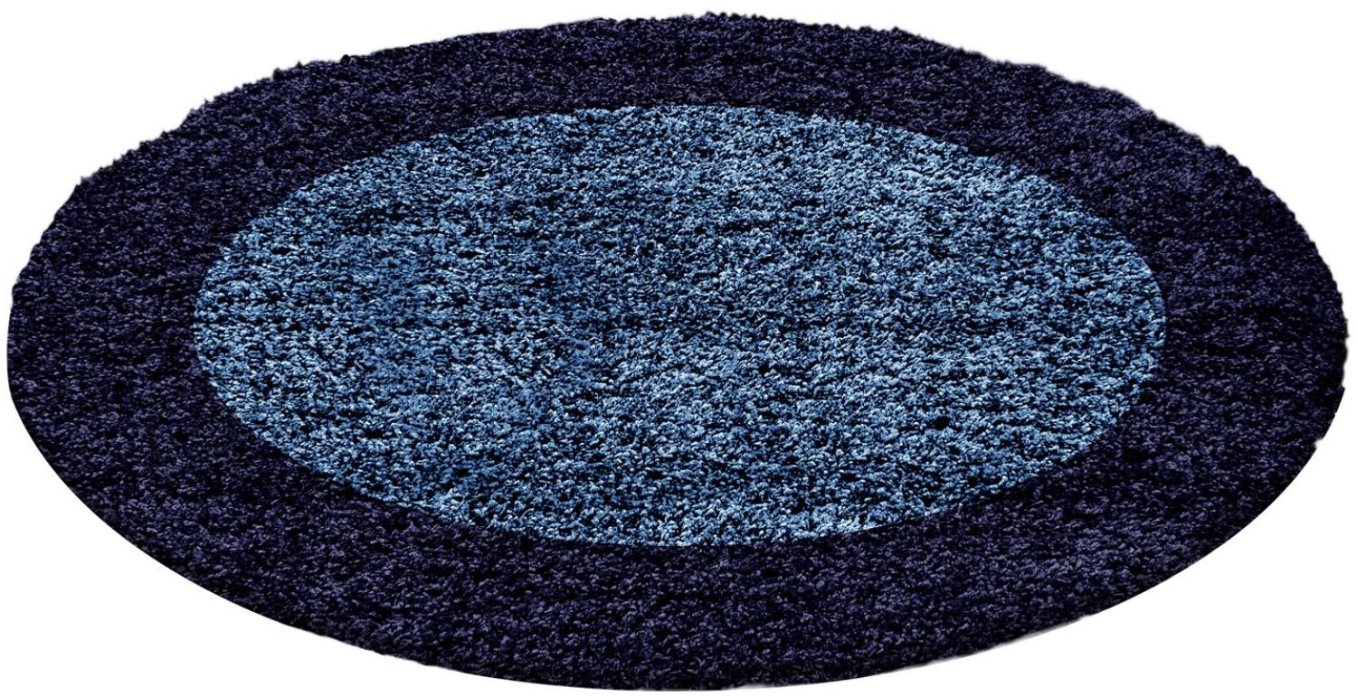 Hochflor Teppich Lux rund - 120 cm Durchmesser - Marineblau Bild 1