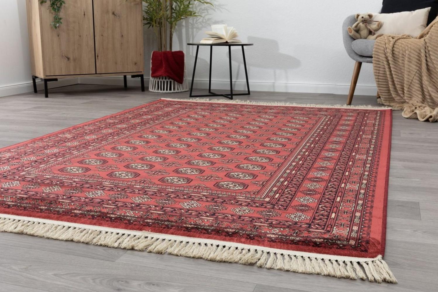 Kurzflor Teppich Herat - Bouchara, Farbe: Rot, Größe: 65x110 cm Bild 1