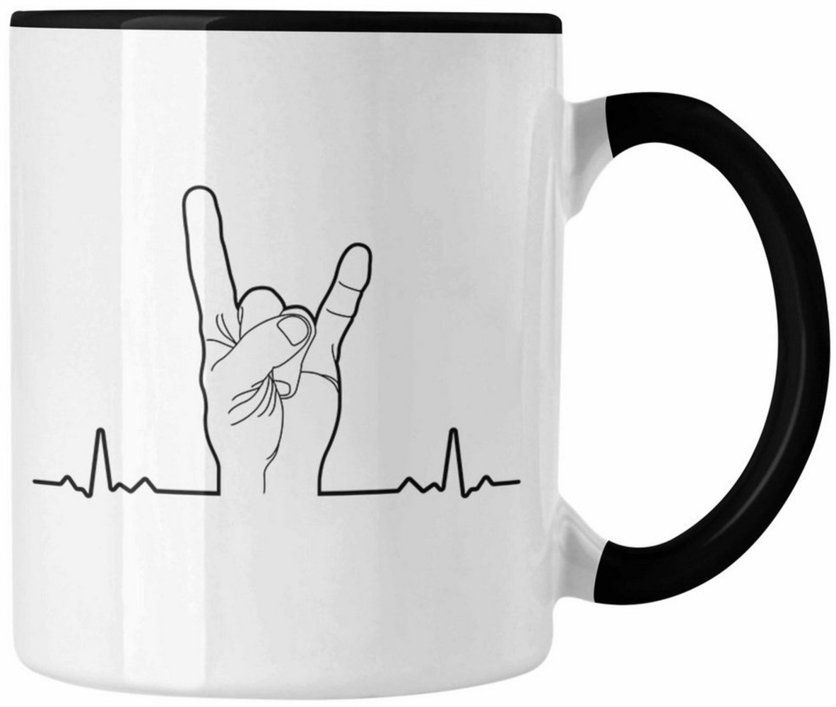 Tasse Trendation - Heavy Metal Geschenk Männer Lustig Tasse Herzschlag Rock Death Metal Geschenkidee Musik Bild 1