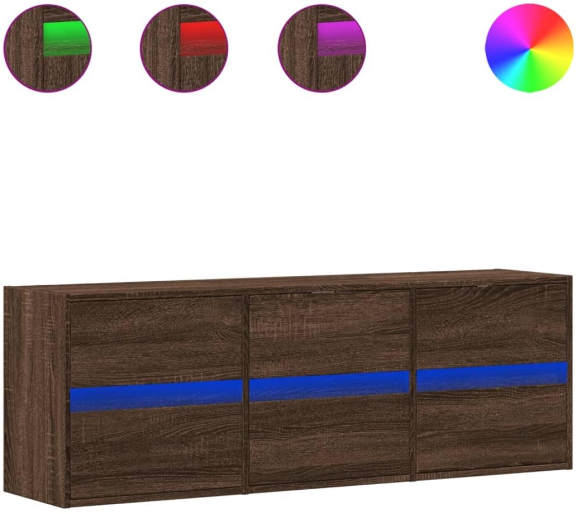 vidaXL TV-Wandschrank LED-Beleuchtung Braun Eichen-Optik 130x31x45 cm 852305 Bild 1