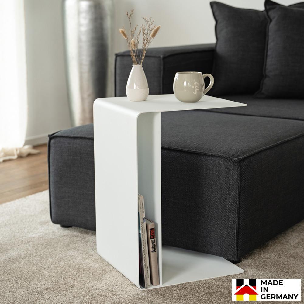 HOME DELUXE Beistelltisch aus Metall ZIMA - 58 x 38 cm Weiß Made in Germany Bild 1