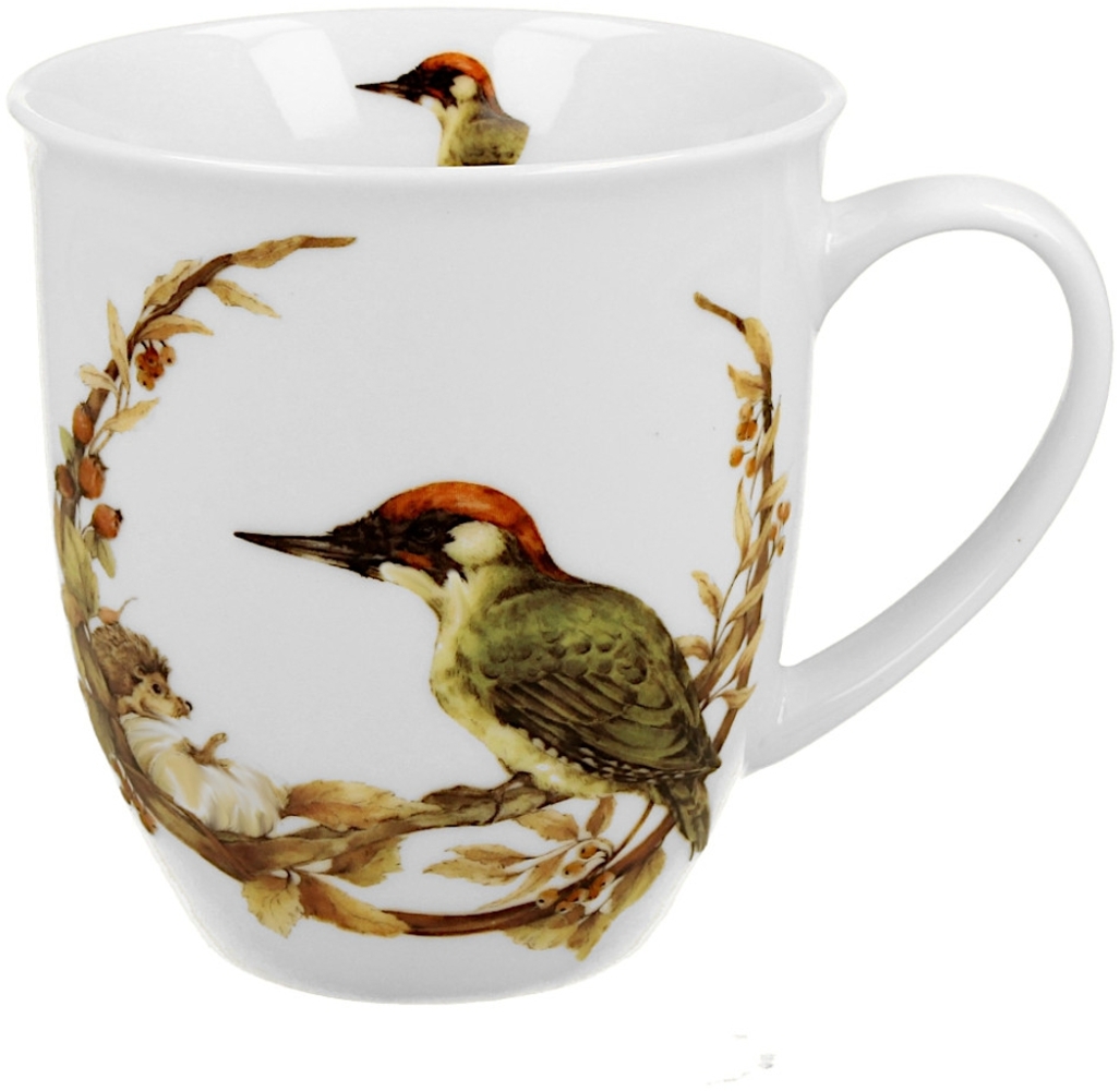 DUO World of Birds Becher 400 ml EUROPEAN GREEN WOODPECKER New Bone China Porzellan Bild 1