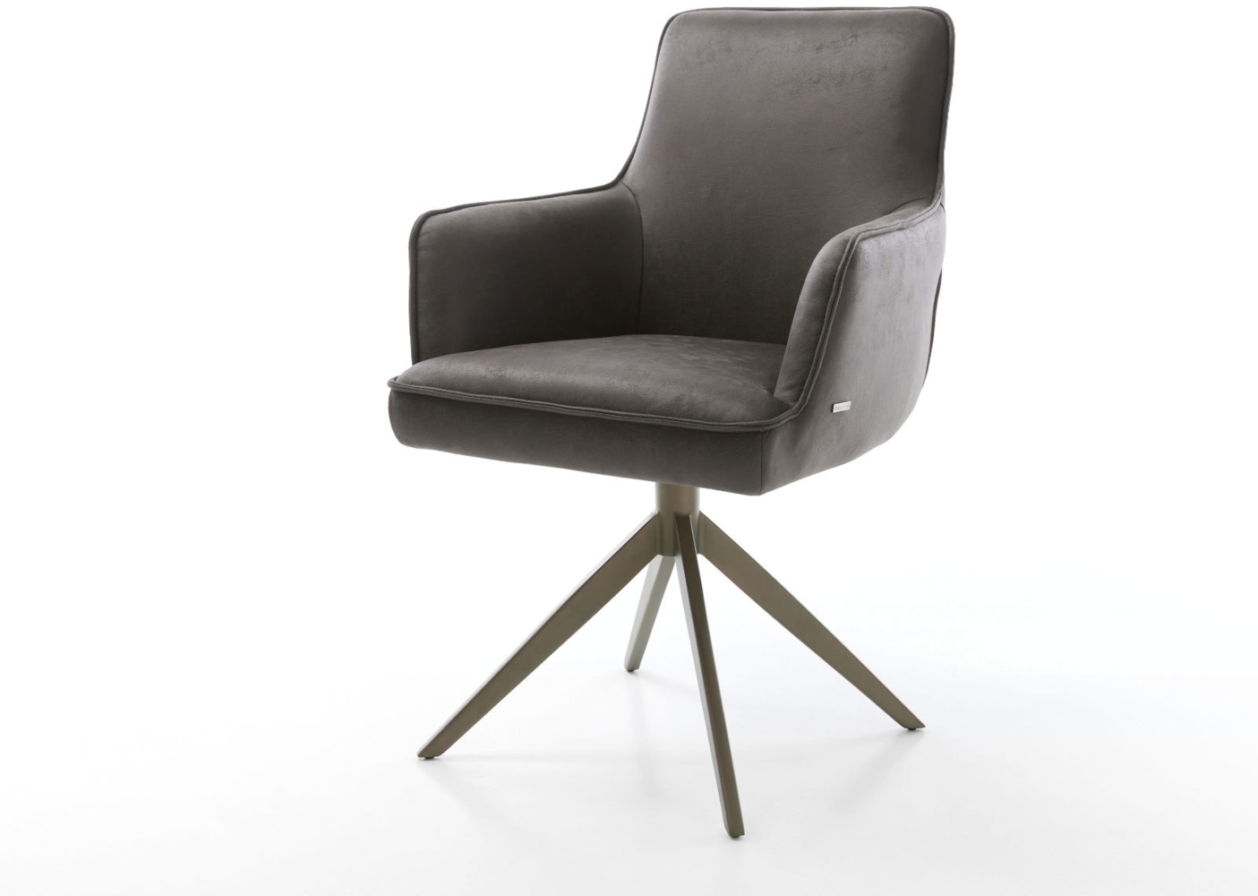 Drehstuhl Heira-Flex mit Armlehnen Mikrofaser Anthrazit Vintage Kreuzgestell breit Effektfinish Titan 360° drehbar Wippfunktion Taschenfederkern Bild 1