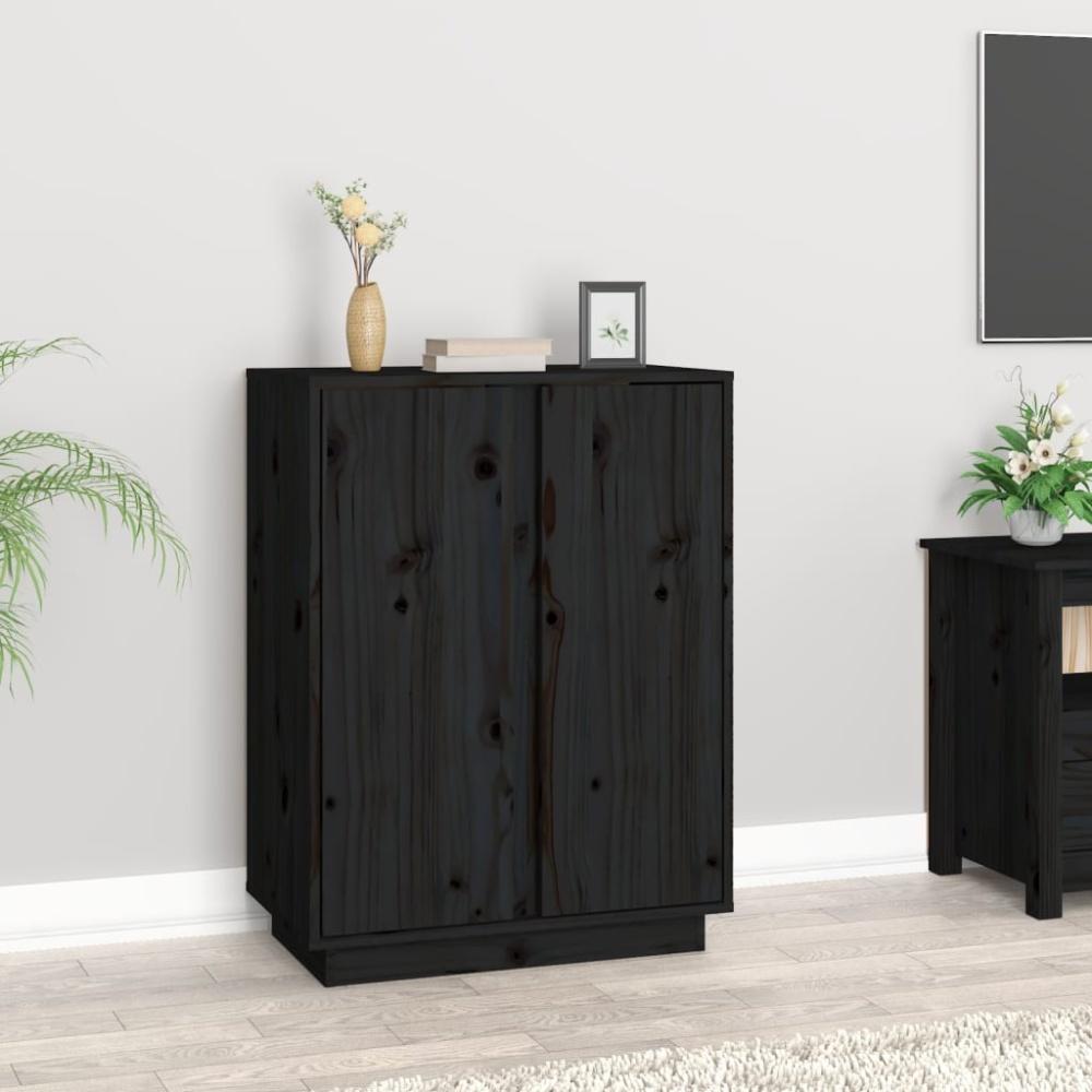 vidaXL Sideboard Schwarz 60x35x80 cm Massivholz Kiefer 814493 Bild 1