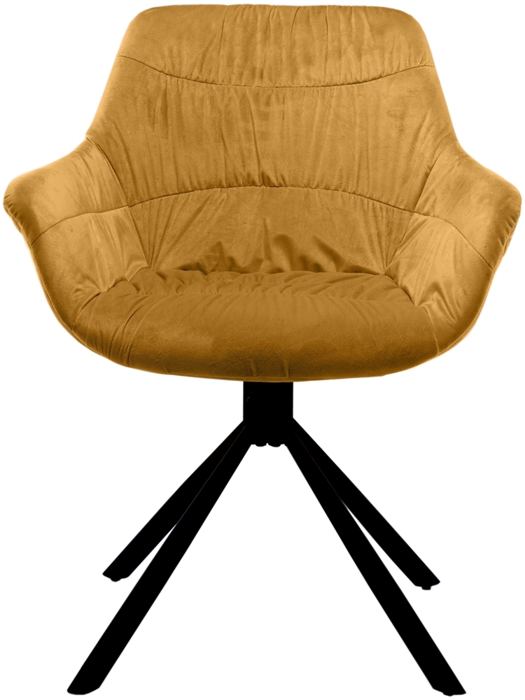 Armlehnstuhl Samt mit Steppmuster Senfgelb und Drehgestell Metall 64 x 63 x 82 Bild 1
