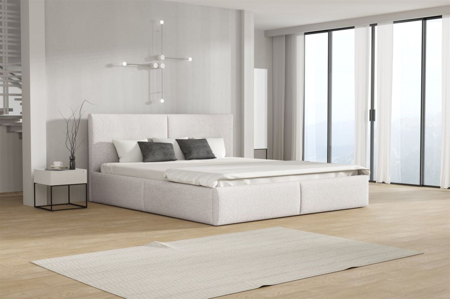 Polsterbett Doppelbett BERGEN 160x200cm Stoff Freya Weiß Bild 1