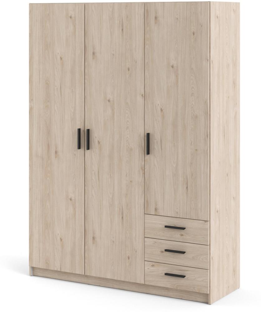 Spell Kleiderschrank 3 Türen 3 Schubladen Hickory-Dekor Schlafzimmer Schrank Bild 1