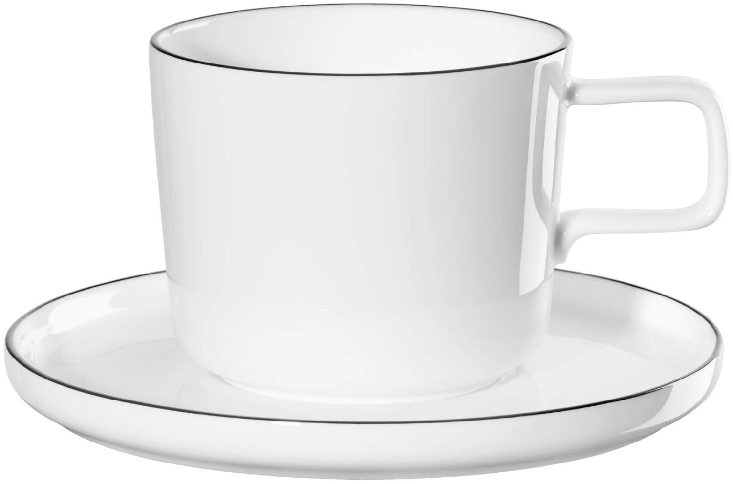 ASA Selection oco ligne noire Kaffeetasse mit Unterteller, Kaffeebecher, Teetasse, Kaffee Tasse, Tee, Fine Bone China, Weiß, 2029113 Bild 1