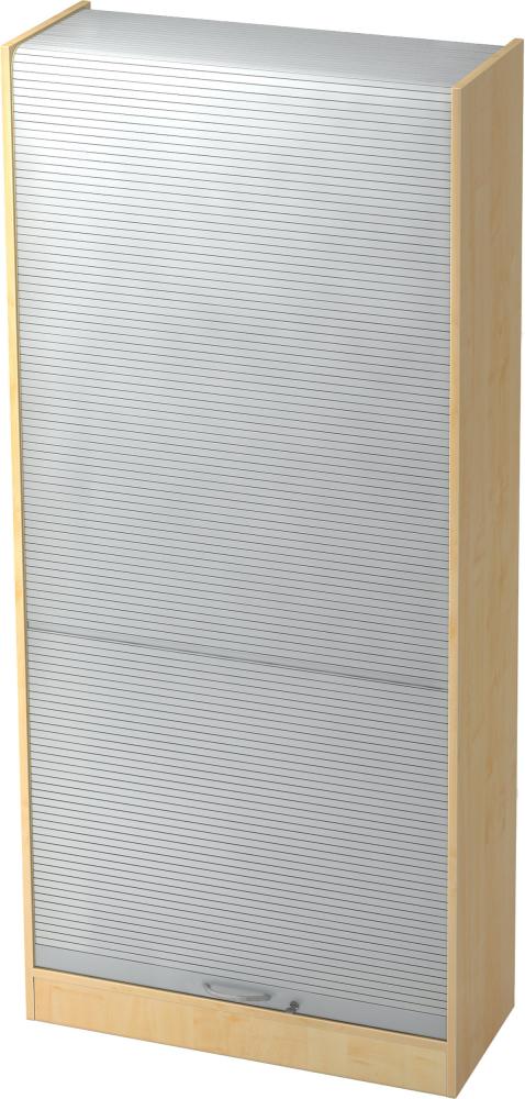 bümö Rollladenschrank 5 OH abschließbar in Ahorn/Silber mit Bogengriff, SET90-3-S-BM Bild 1