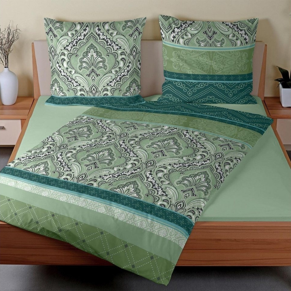 TRAUMSCHLAF Bettwäsche Verena salbei, Biber, 3 teilig, warme Biber Qualität Bild 1