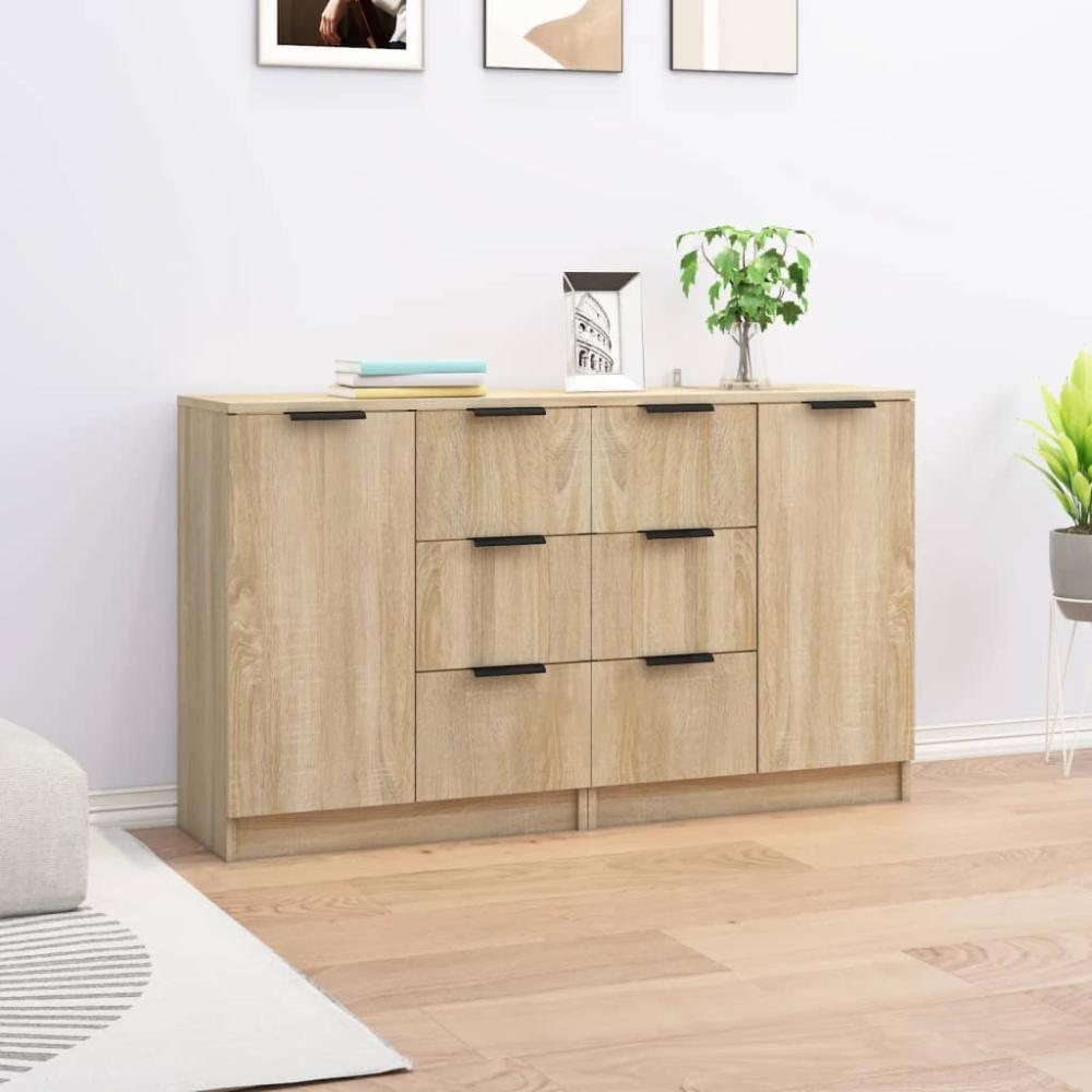 Sideboards 2 Stk. Sonoma-Eiche 60 x 30 x 70 cm Holzwerkstoff [3115790] Bild 1