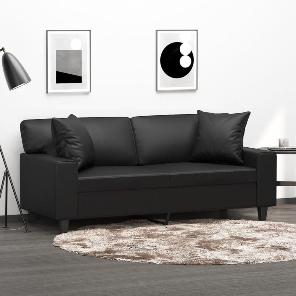 vidaXL 2-Sitzer-Sofa mit Zierkissen Schwarz 140 cm Kunstleder 3200866 Bild 1