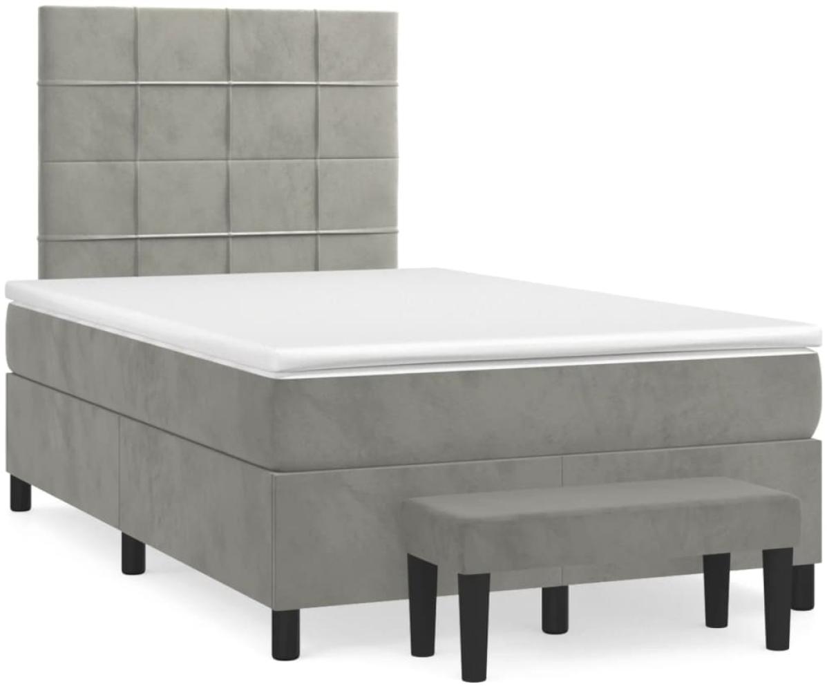 vidaXL Boxspringbett mit Matratze Hellgrau 120x190 cm Samt 3270469 Bild 1