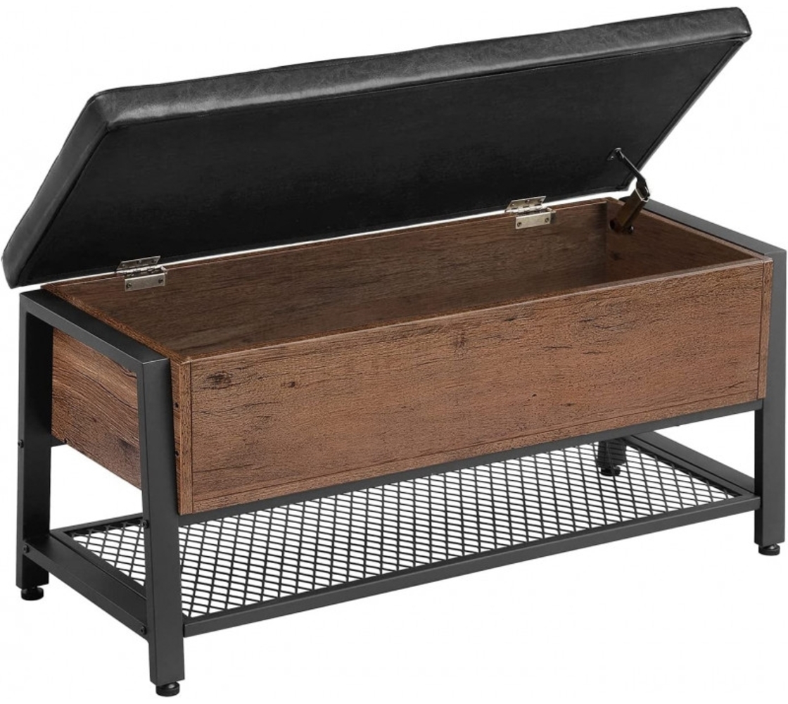 Schuhbank mit gepolsterter Sitzfläche und Schuhregal, Bettkommode mit Stauraum Bild 1