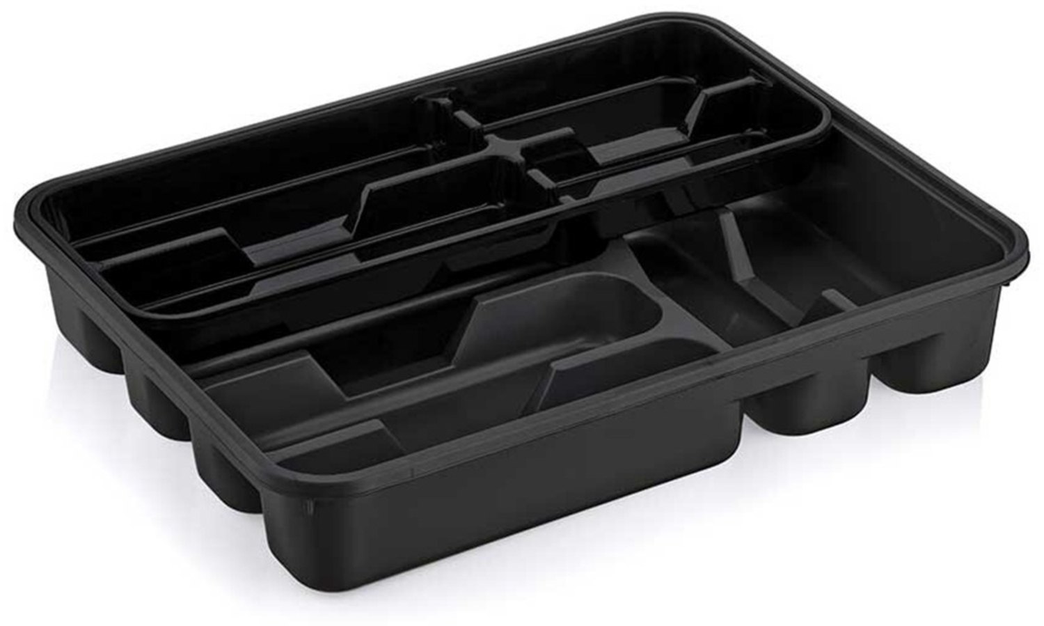 Michelino Besteckkasten in Schwarz mit Einlegefach und 6 Hauptfächern Bild 1