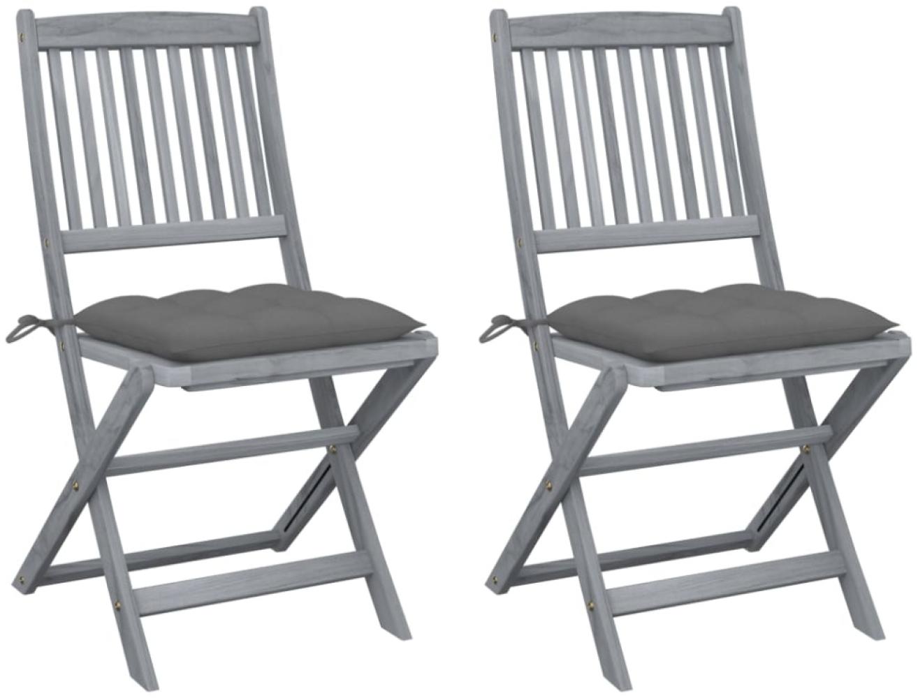 vidaXL Klappbare Gartenstühle 2 Stk. mit Kissen Massivholz Akazie 3064552 Bild 1