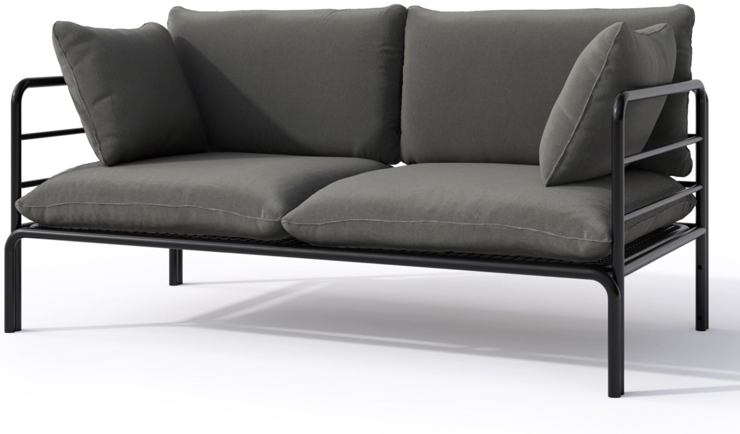 Selsey 'Worcully' Garten-Sofa 2-Sitzer, wasserabweisend, beige/schwarzes Gestell ca. 80 x 150 x 80 cm Bild 1