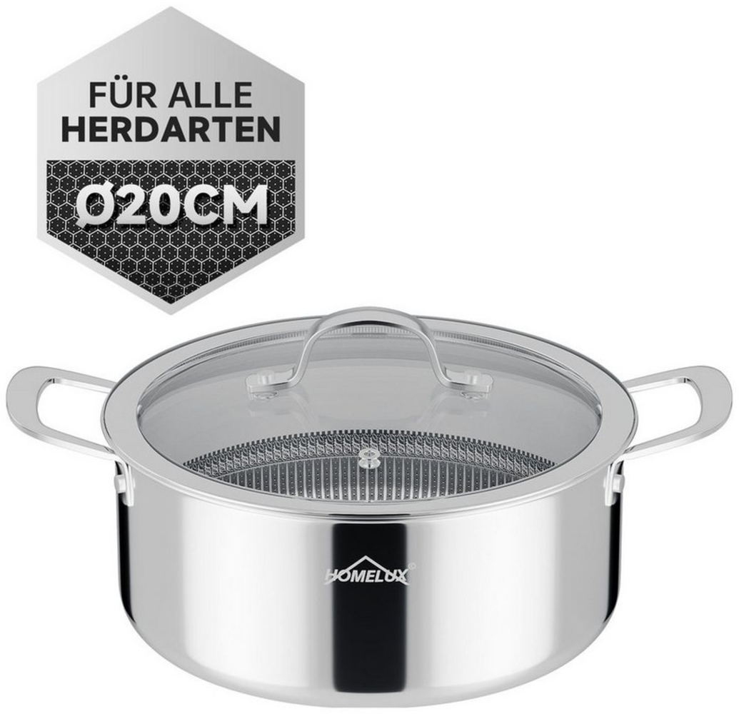HOMELUX Suppentopf Ø20/24/26cm Edelstahl Kochtopf,Wabenstruktur Suppentopf Induktion, Edelstahl, Induktion Bild 1