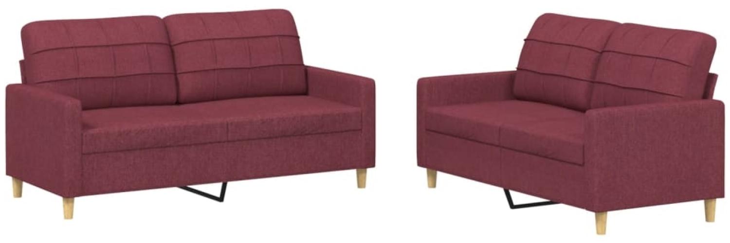 vidaXL 2-tlg. Sofagarnitur mit Kissen Weinrot Stoff 3201280 Bild 1
