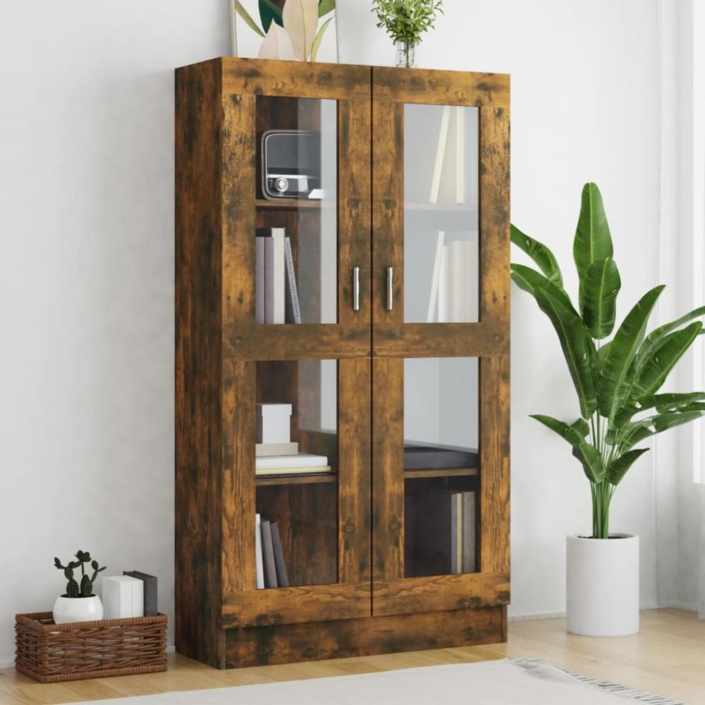 vidaXL Vitrinenschrank Räuchereiche 82,5x30,5x150 cm Holzwerkstoff 815117 Bild 1