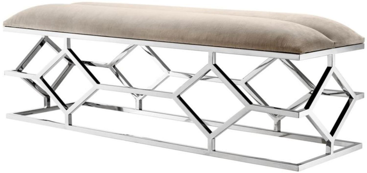 Casa Padrino Luxus Sitzbank Grau / Silber 140 x 45 x H. 48 cm - Luxus Möbel Bild 1