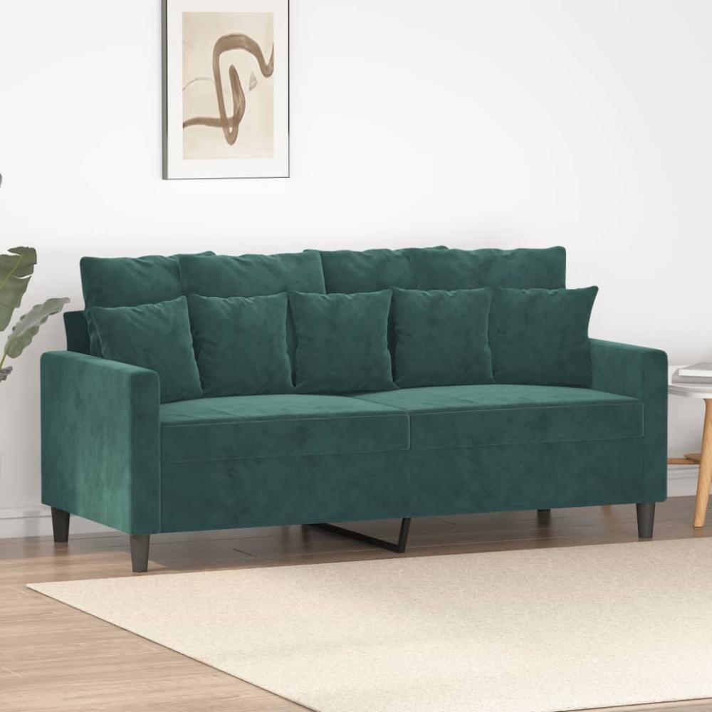 vidaXL 2-Sitzer-Sofa Dunkelgrün 140 cm Samt 359305 Bild 1