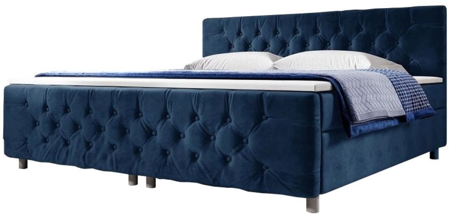 Boxspringbett Voler mit Füßen 140x200 Blau H4 Bild 1