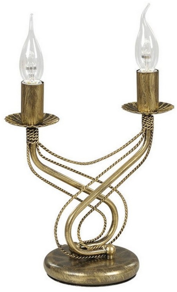 Licht-Erlebnisse Tischleuchte MARIA, ohne Leuchtmittel, Tischlampe in Gold antik 39 cm Kerzenhalter Design Bild 1