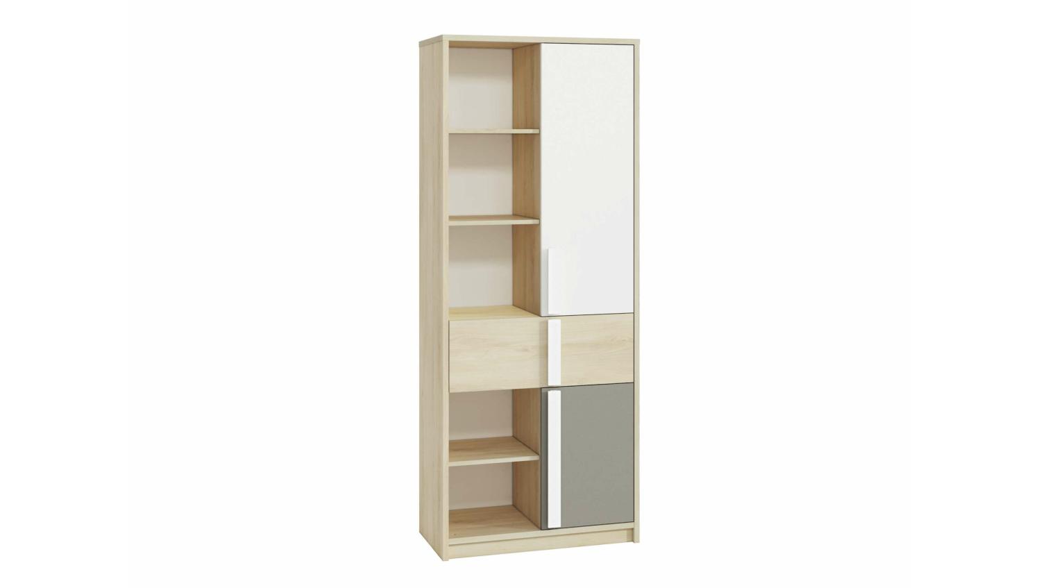 Stylefy Dorli Kleiderschrank III Buche Fjord Weiß Grau Bild 1