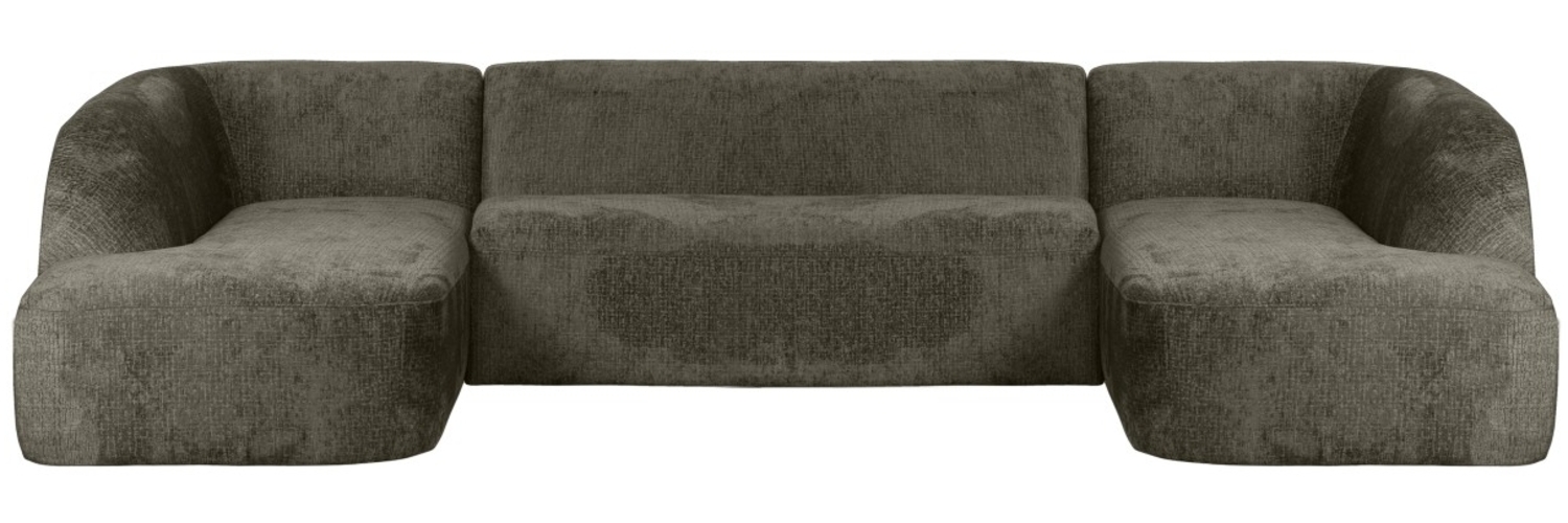 Sofa Sloping U-Form aus Struktursamt, Frost Bild 1