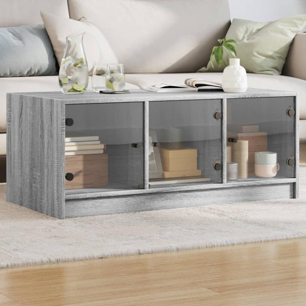 vidaXL Couchtisch mit Glastüren Grau Sonoma 102x50x42 cm 836418 Bild 1