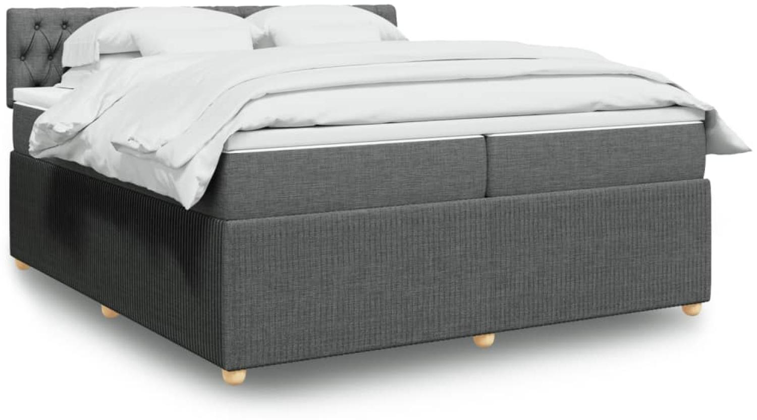 vidaXL Boxspringbett mit Matratze Dunkelgrau 200x200 cm Stoff 3287571 Bild 1