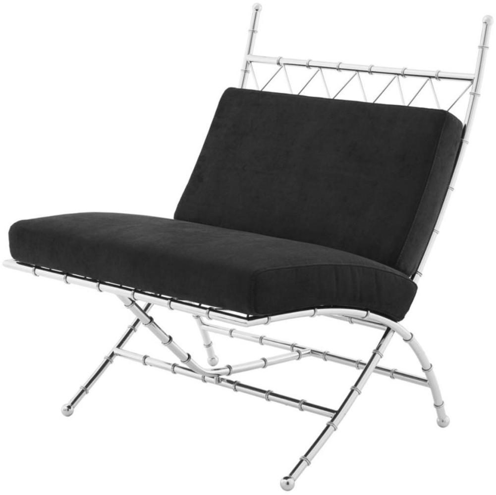 Casa Padrino Luxus Klappstuhl Silber / Schwarz 75 x 81,5 x H. 92 cm - Luxus Möbel Bild 1