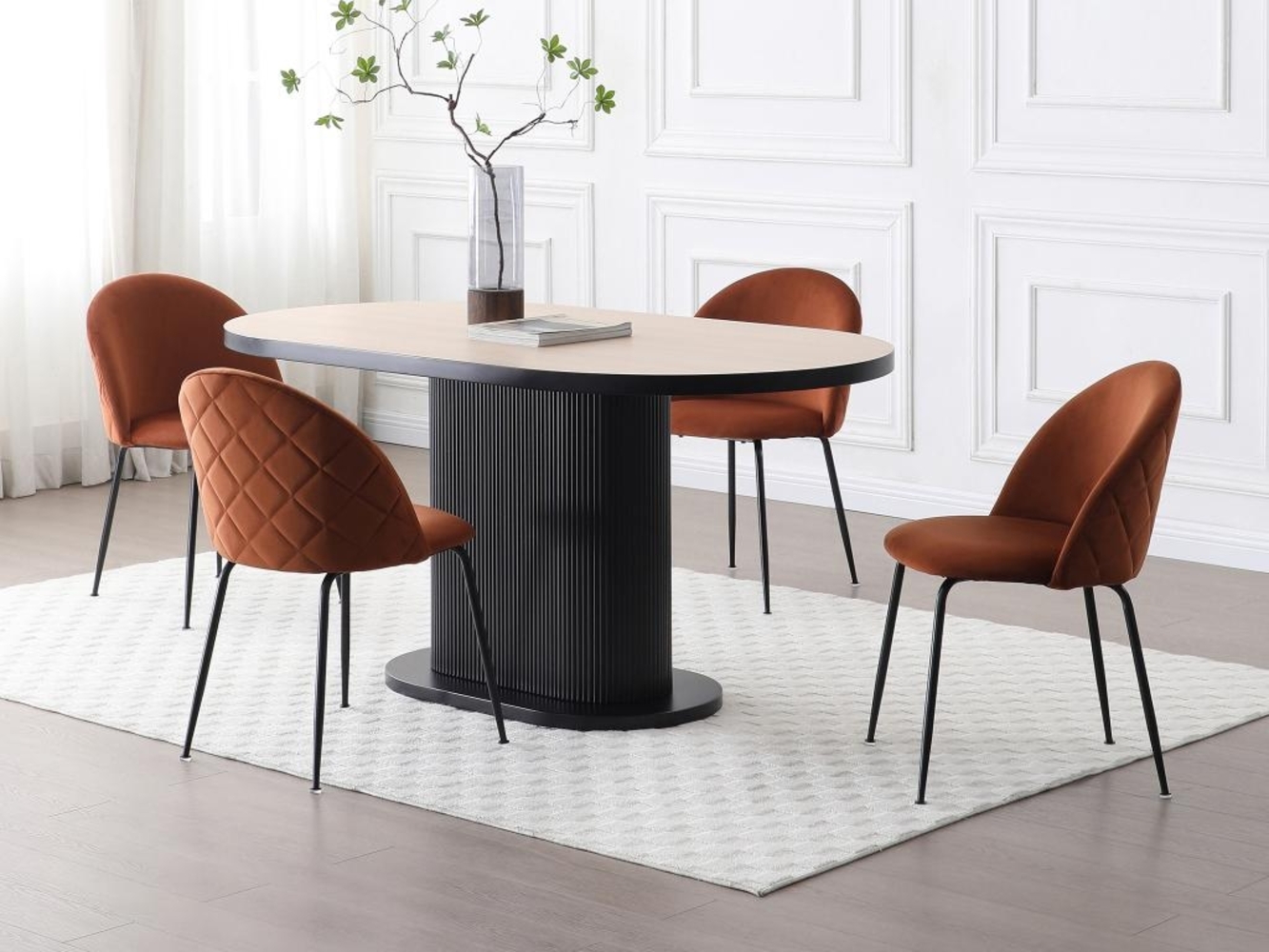 Vente-unique - Stuhl 2er-Set - Samt & schwarzer Edelstahl - Terracotta - MELBOURNE Bild 1
