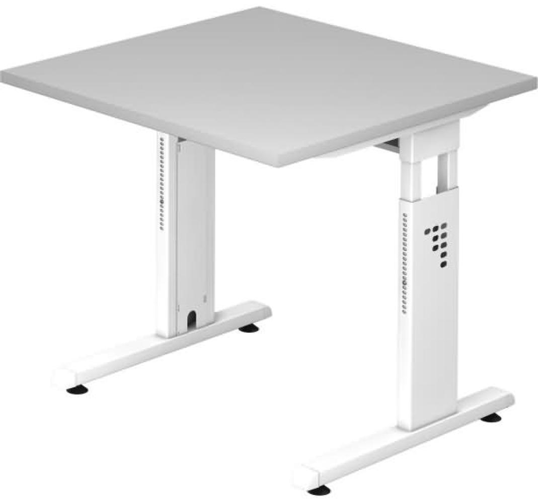 Schreibtisch OS08 C-Fuß 80x80cm Grau Gestellfarbe: Weiß Bild 1