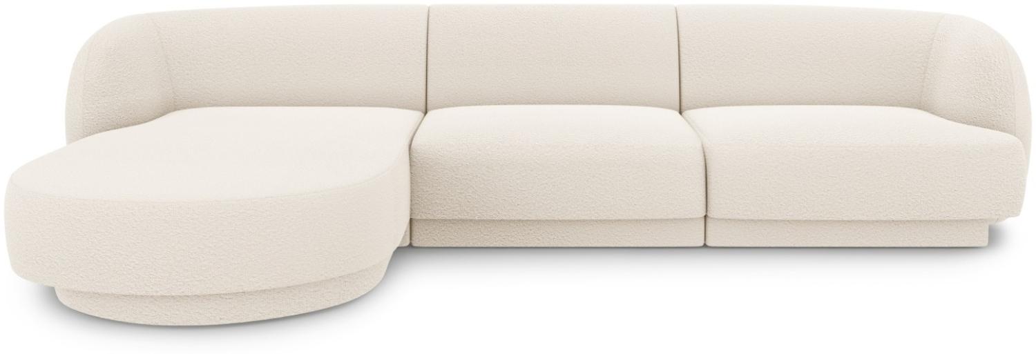 Micadoni 4-Sitzer Boucle Ecke links Sofa Miley | Bezug Beige | Beinfarbe Black Plastic Bild 1