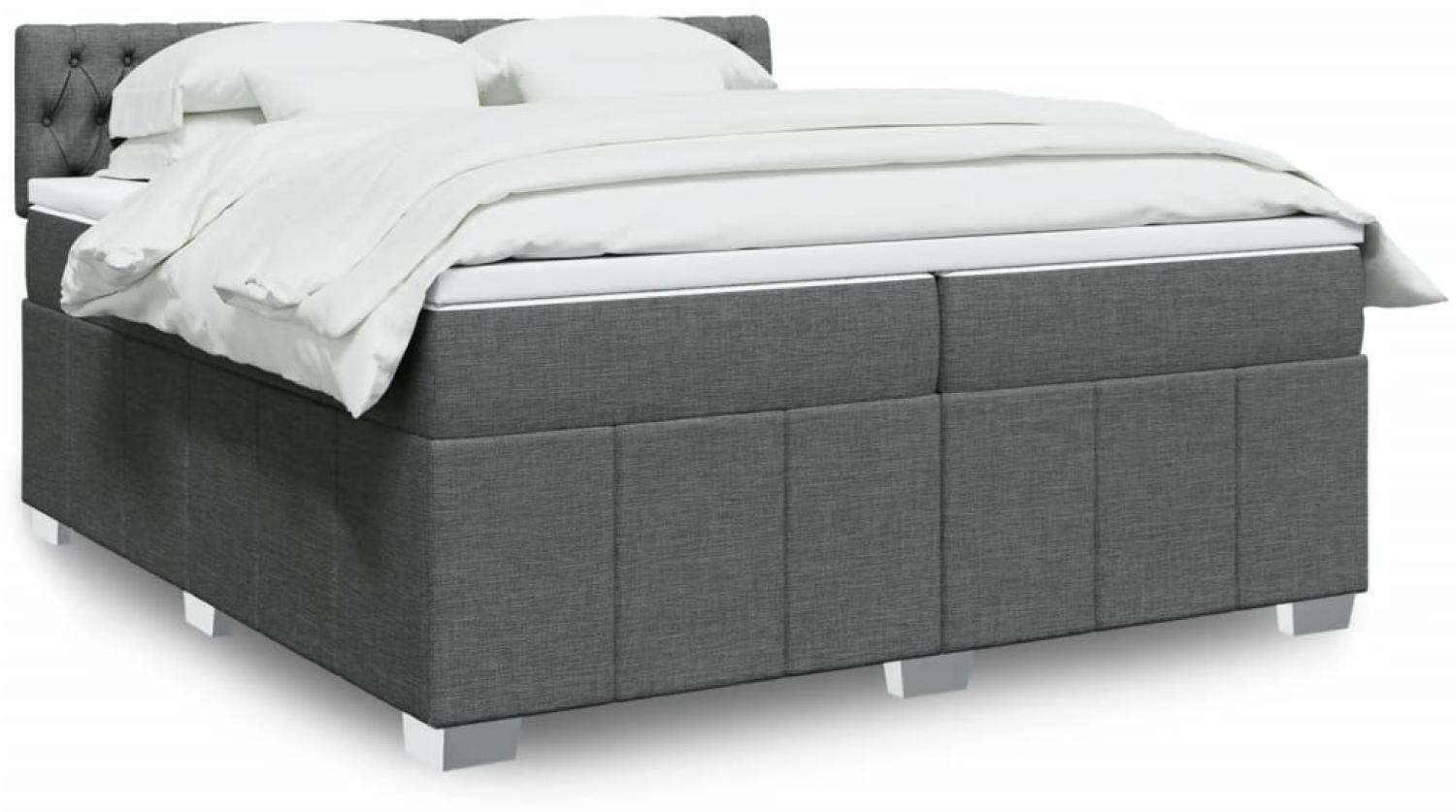 vidaXL Boxspringbett mit Matratze Dunkelgrau 200x200 cm Stoff 3289483 Bild 1