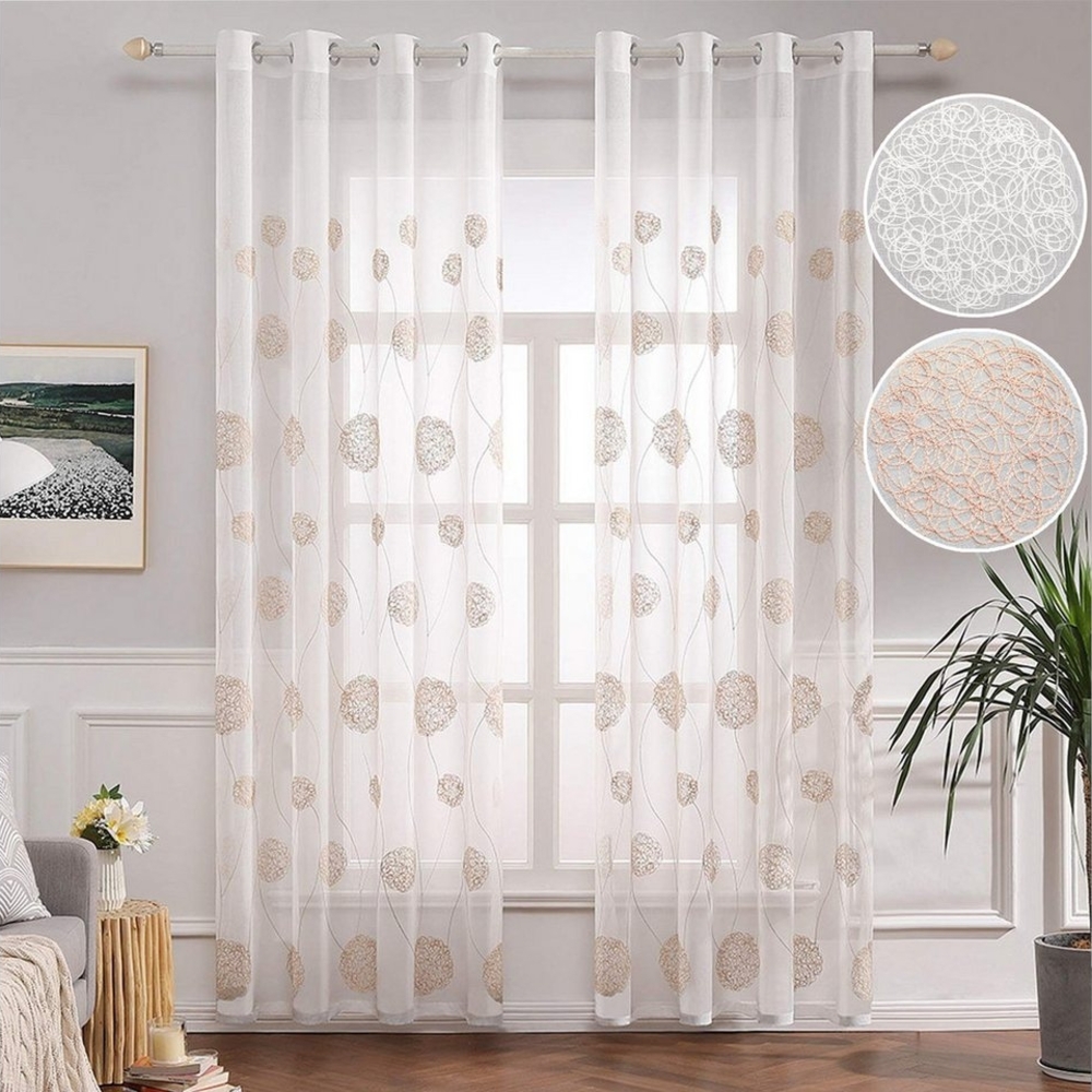 Qelus Vorhang 2er Set Sheer Voile Vorhänge Transparent Gardinen mit Ösen, (2 St), für Wohnzimmer Schlafzimmer Bild 1