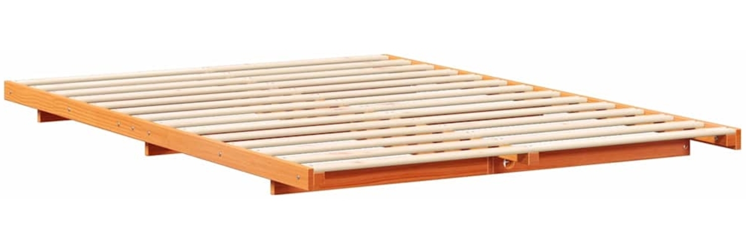 vidaXL Bodenbettgestell Wachsbraun 140 x 200 cm Massivholz Kiefer 873072 Bild 1