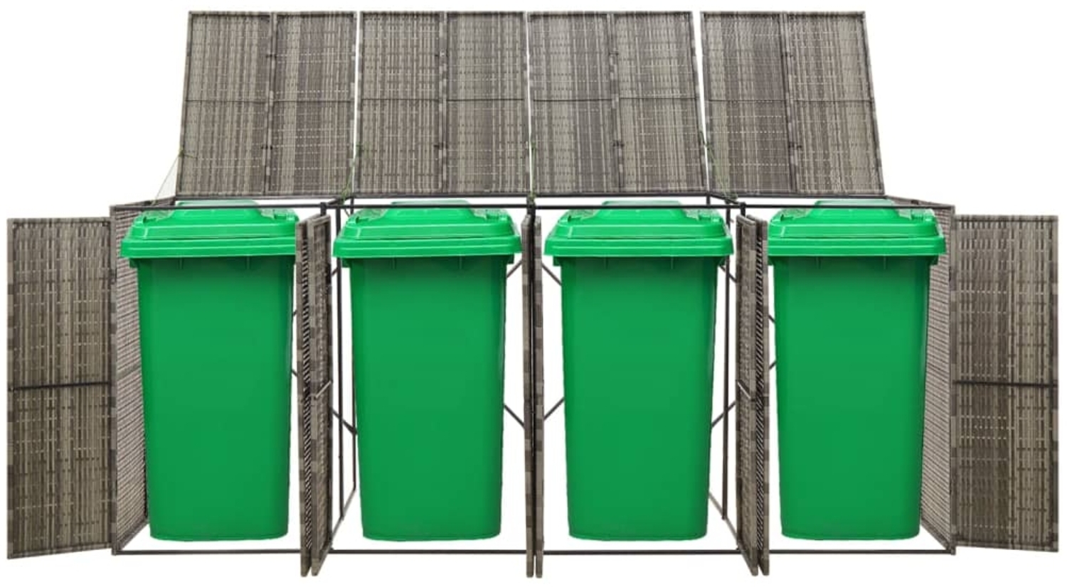 vidaXL Mülltonnenbox für 4 Tonnen Grau 274x80x117 cm Poly Rattan 319867 Bild 1