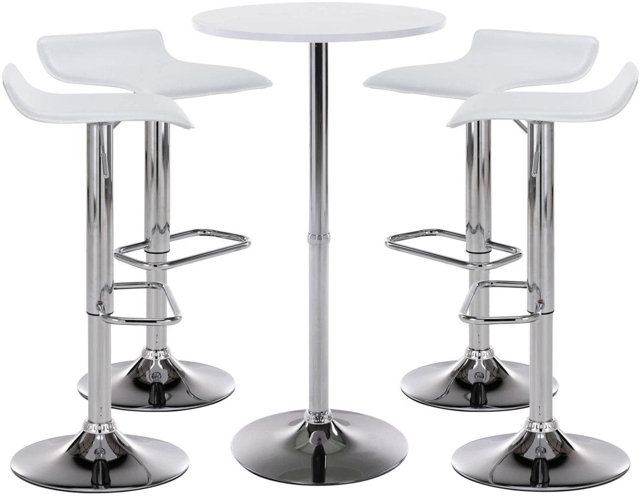 DELUKE® Bartisch Set 5-teilig EGON - 1x Stehtisch + 4x Barhocker | Bartisch Ø 60cm, 108cm Hoch, Metall Gestell | Bistrotisch rund Gastro Barhockerset Hoher Tisch Hochtisch Bild 1